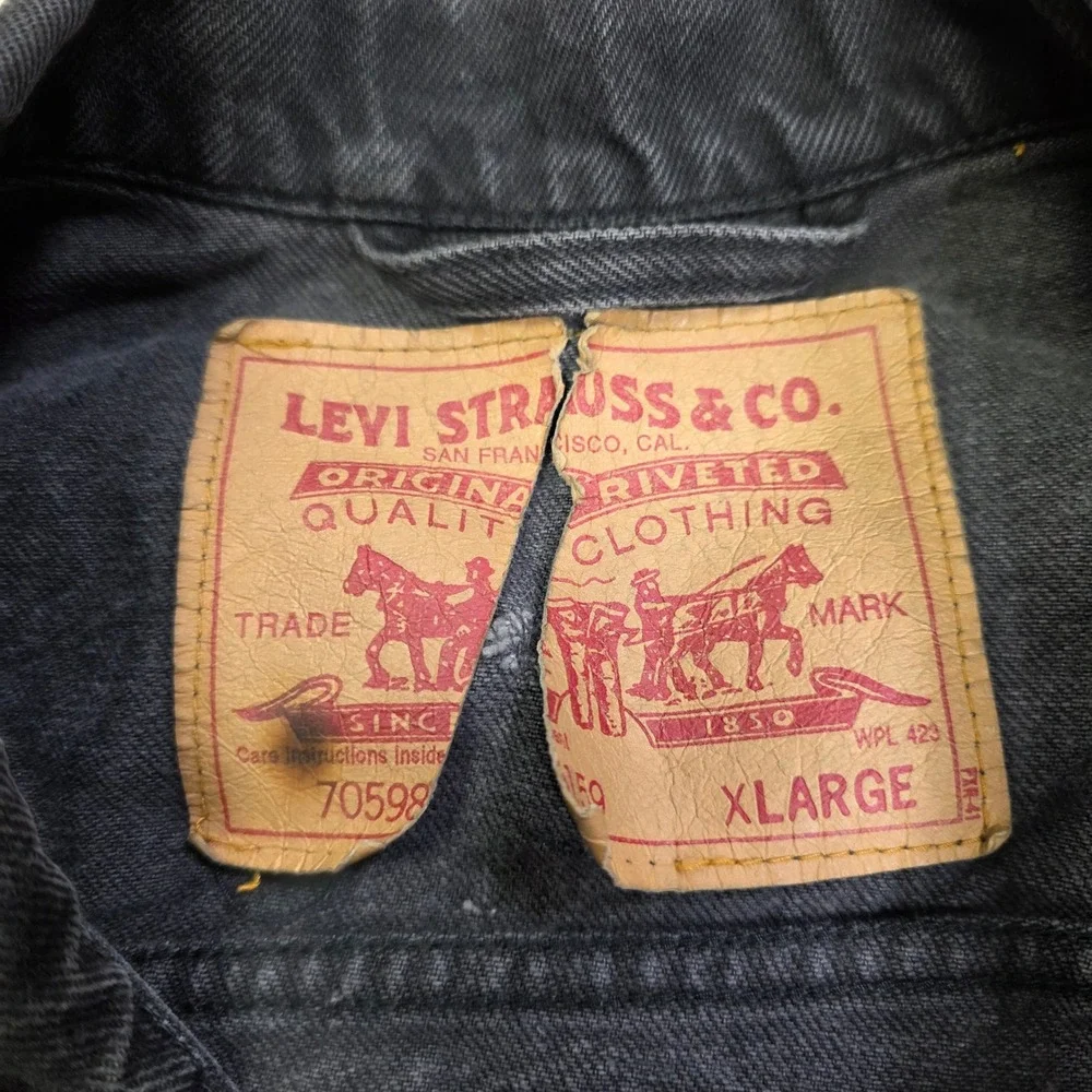 Vintage Levi's 70598-4159 Black Type 3 Denim Jean Jacket Big Patch Size XL Read‎
